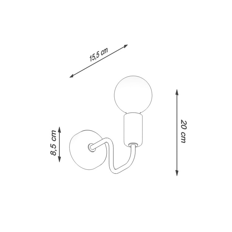 Kinkiet VECTOR czarny wymiary