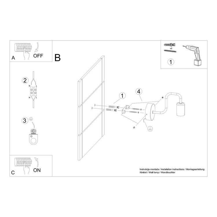 Kinkiet VECTOR czarny montaż