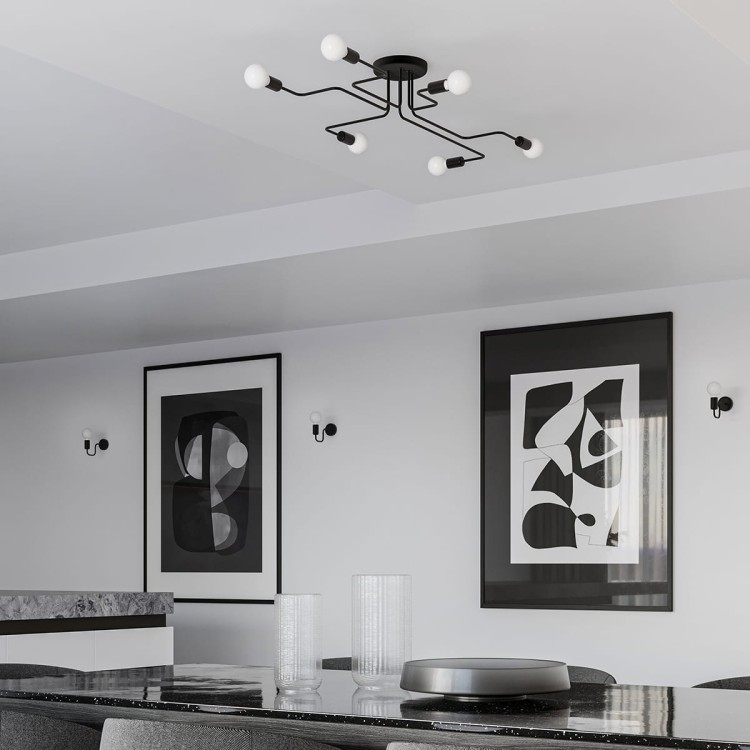 Żyrandol VECTOR 6 czarny w salonie