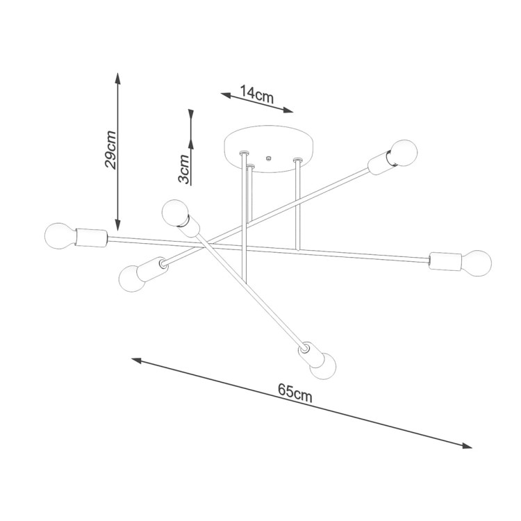 Żyrandol NORAH 6R czarny wymiary