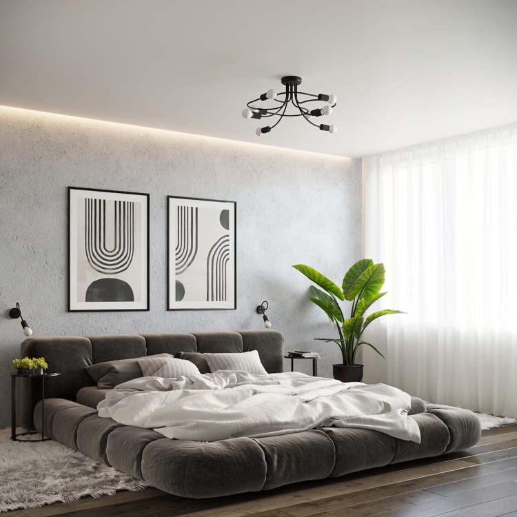 Żyrandol LEVAR 8 czarny sypialnia