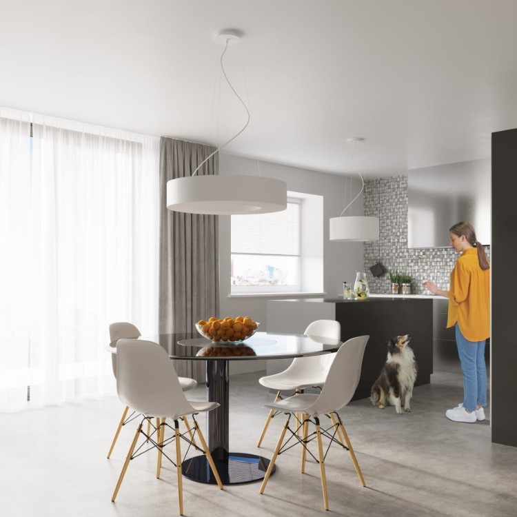 Żyrandol SATURNO 90 biały jadalnia