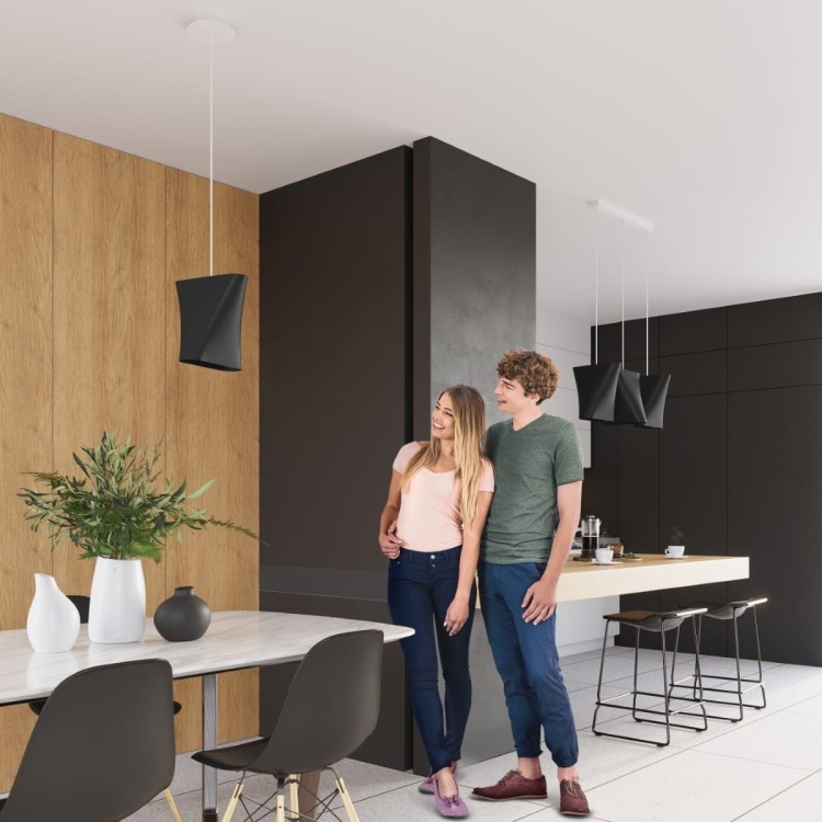 Żyrandol BLUM 3 czarny w salonie