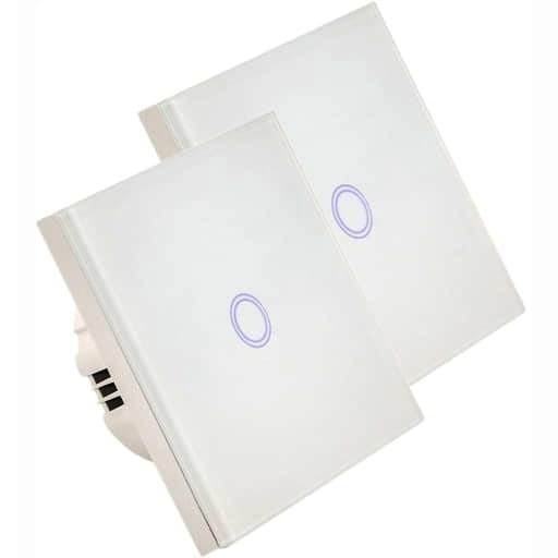 Schodowy włącznik LED dotykowy szklany biały komplet