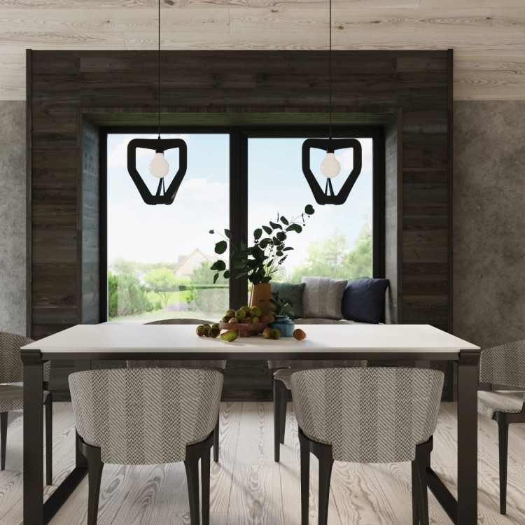 Lampa wisząca TRES czarna w salonie