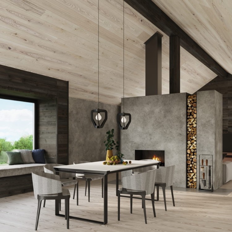 Lampa wisząca TRES czarna w apartamencie