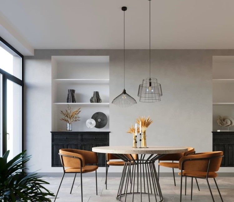 Lampa wisząca UMB czarna w salonie