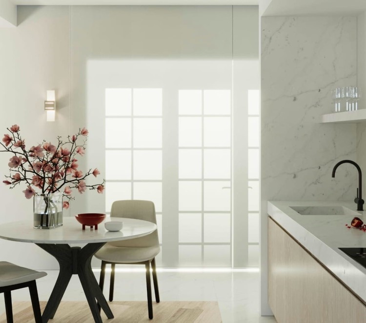 Kinkiet LORETO szary w kuchnio-jadalni