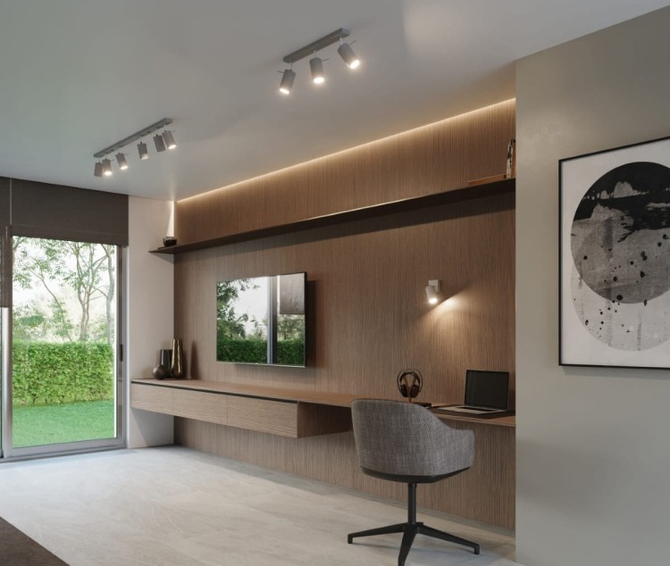 Plafon RING szary w salonie