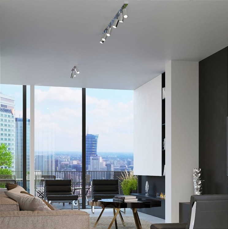 Plafon RING chrom aranżacja w apartamencie