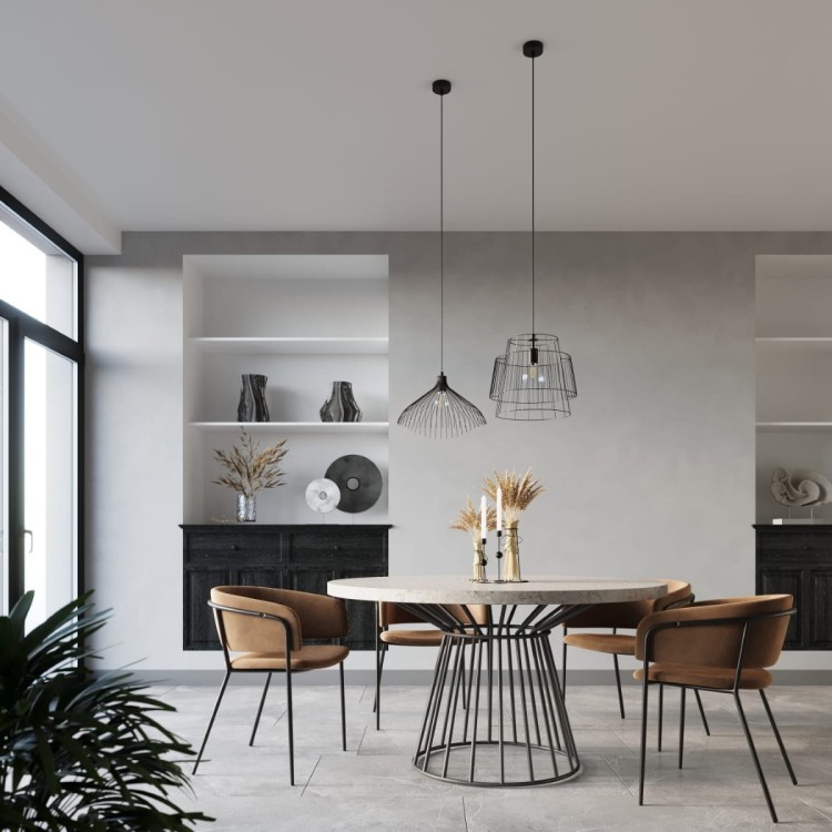 Lampa wisząca GATE czarna w salonie