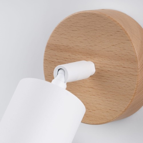 Kinkiet VERDO biały z drewnianą podstawą