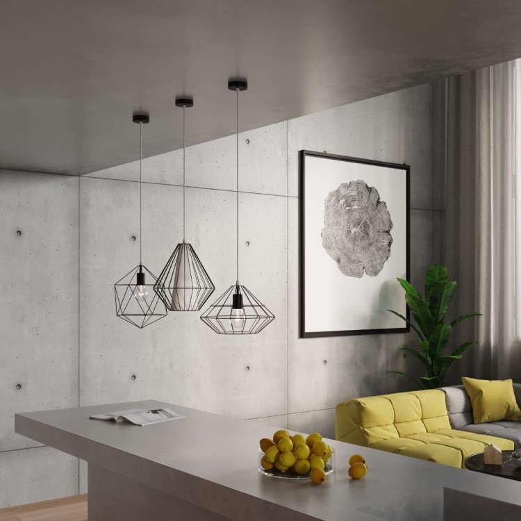 Lampa wisząca DEMI czarna nad wyspą kuchenną