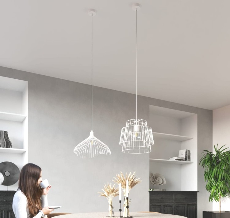 Lampa wisząca GATE biały w pokoju dziennym