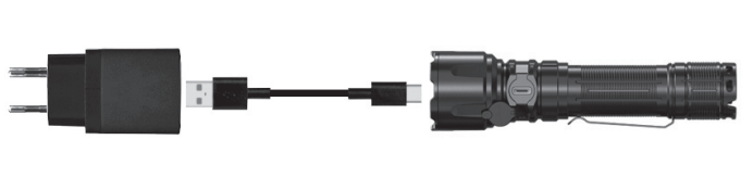 Latarka LED VLF-A376 3600lm 5000K sposób ładowania akumulatora