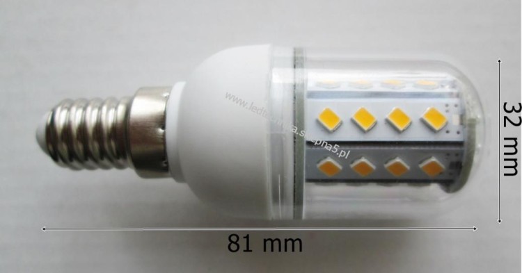 Żarówka Led E14 31SMD 2835H Cover Ciepła 4W/400lm wymiary