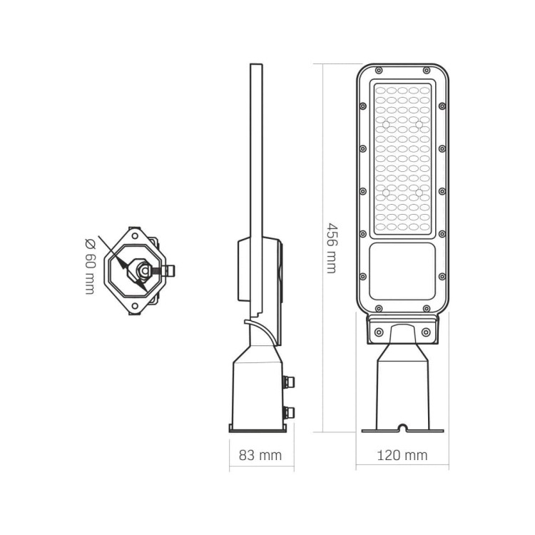 Lampa uliczna LED 50W/5500lm NW wymiary