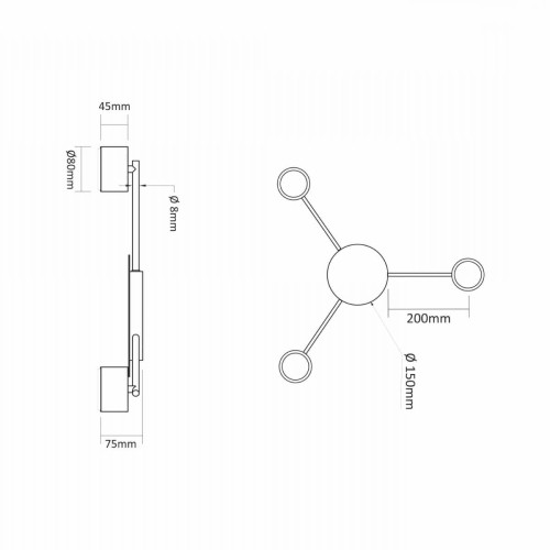 Oprawa sufitowa 3xLED GX53 wymiary