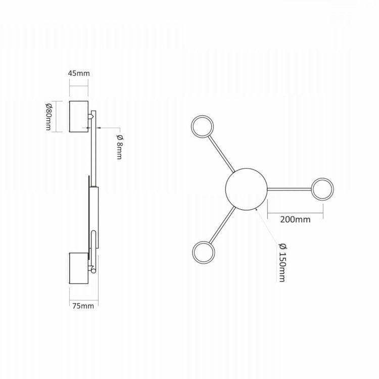 Oprawa sufitowa 3xLED GX53 wymiary