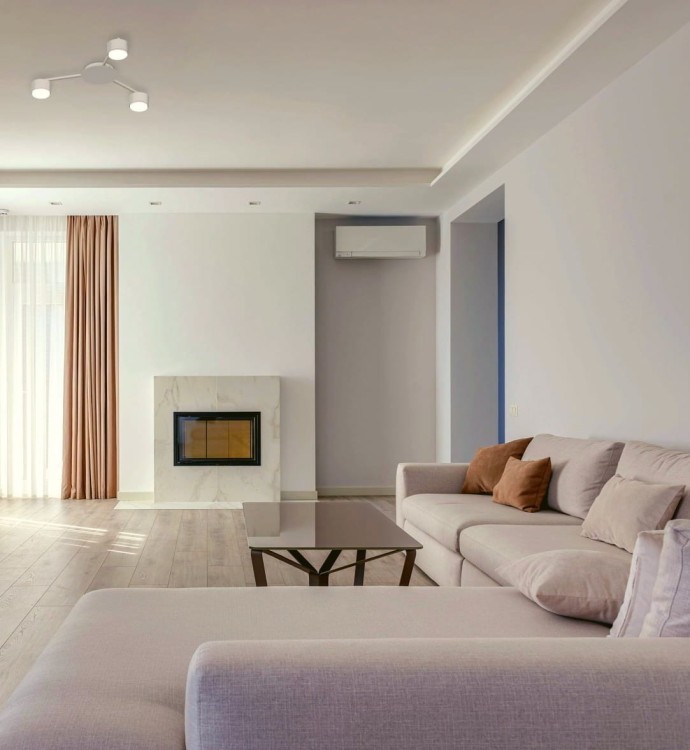 Oprawa Sufitowa 3xLED GX53 biała aranżacja w salonie