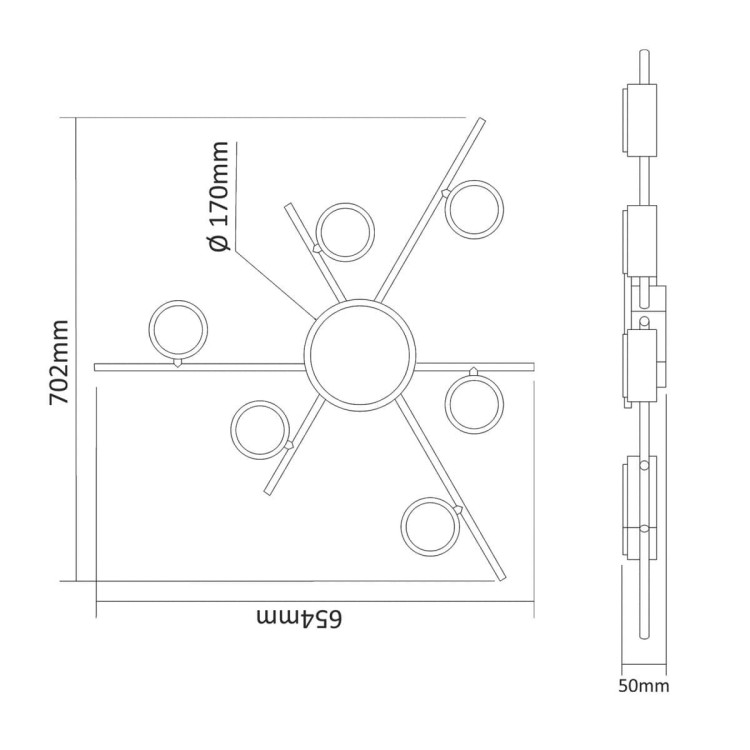 Oprawa Sufitowa 6xLED GX53 czarna podświetlana wymiary