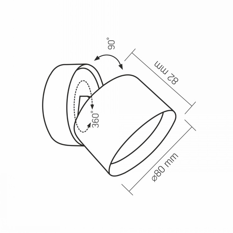 Oprawa punktowa LED GX53 ruchoma czarna wymiary