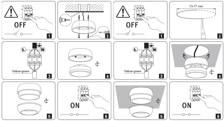 Oprawa sufitowa LED GX53 kulista dwa sposoby montażu