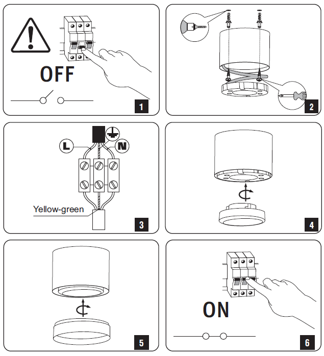 Oprawa sufitowa LED GX53 "walcowata" sposób montażu