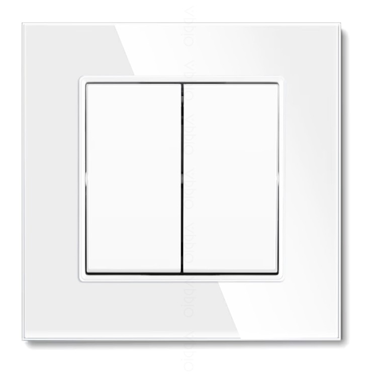 Schodowy włącznik podwójny szklany biały