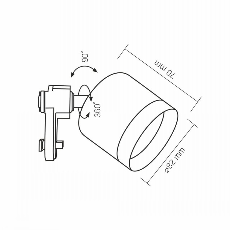 Jednopunktowa oprawa do szynoprzewodu LED GX53 czarna wymiary.