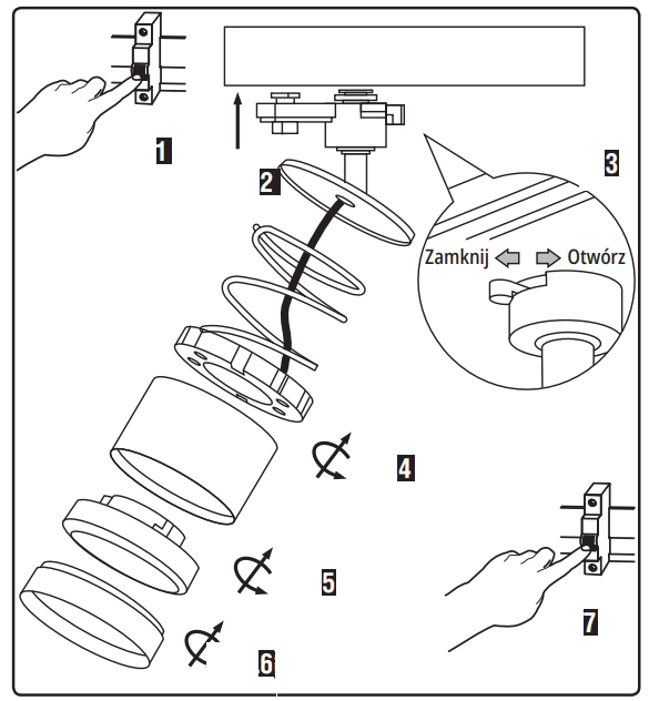 Oprawa do szynoprzewodu LED GX53 montaż/demontaż