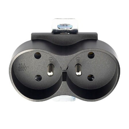 Gniazdko elektryczne podwójne podtynkowe czarne