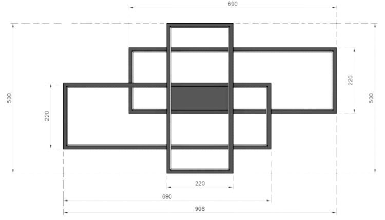 Lampa LED 3 x prostokąty wymiary