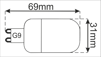 Żarówka Led G9 24SMD 5050H Cover Ciepła 4W/300lm wymiary