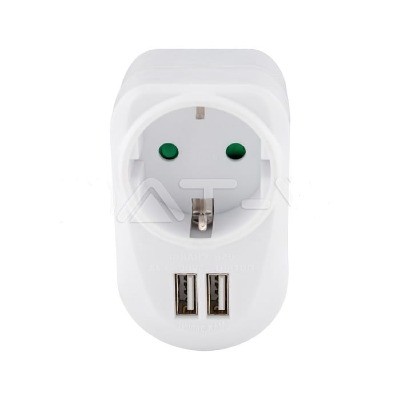 Gniazdko wtyczkowe 230V z portami USB białe