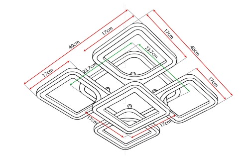 Lampa LED 72W/7900 lm "Geometric Penta Square" wymiary