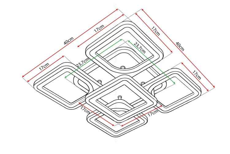 Lampa LED 72W/7900 lm "Geometric Penta Square" wymiary