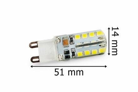 Żarówka Led G9 32SMD 2835 Mini Silicon Ciepła 4W/400lm wymiar