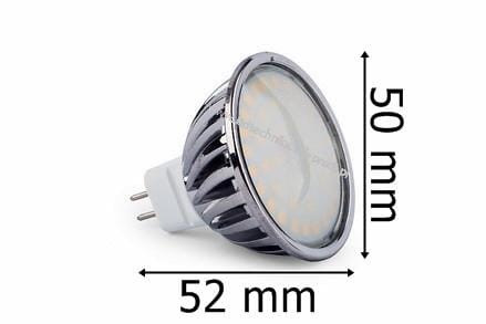 Żarówka Led MR16 42SMD 2835H Aluminiowa Mleczna Zimna 10-18V AC/DC 6W/540lm wymiary