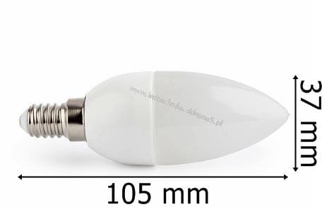 Żarówka Led E14 4SMD 2835 Świeca Mleczna Zimna 2W/180lm wymiary