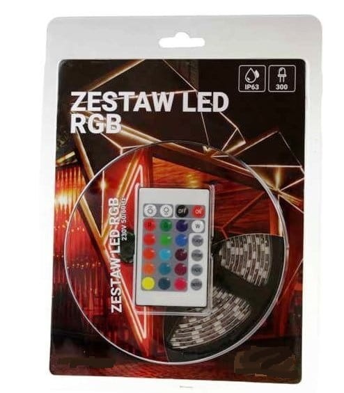 Zestaw - Taśma LED RGB 300SMD IP63 Wodoodporna