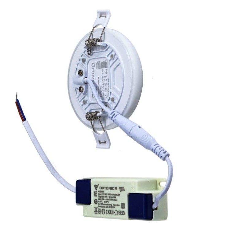 LED Panel Bezramkowy 9W/760lm NW okrągły biały zasilanie