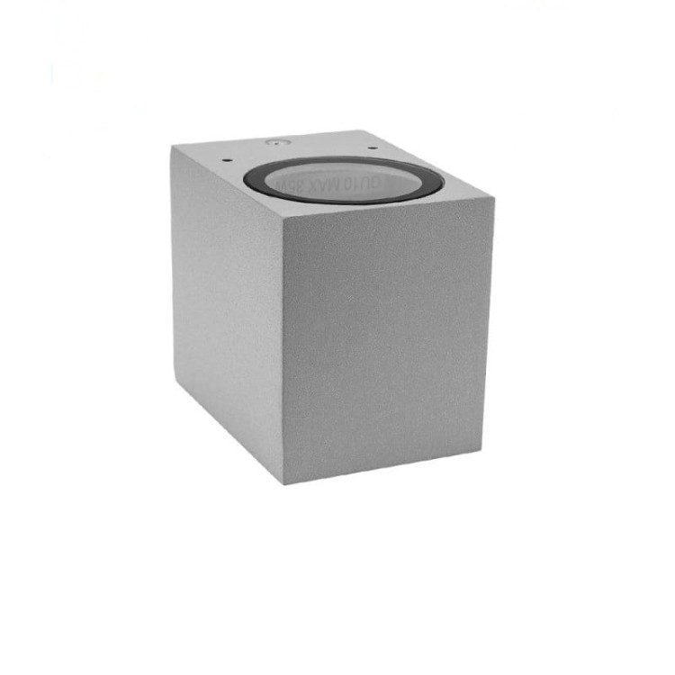 Oprawa Ścienna Aluminiowa Szara Obudowa Prostopadłościan z gniazdem GU10