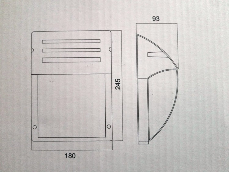Oprawa Ścienna Aluminiowa Czarna Mat 1xE27 wymiary