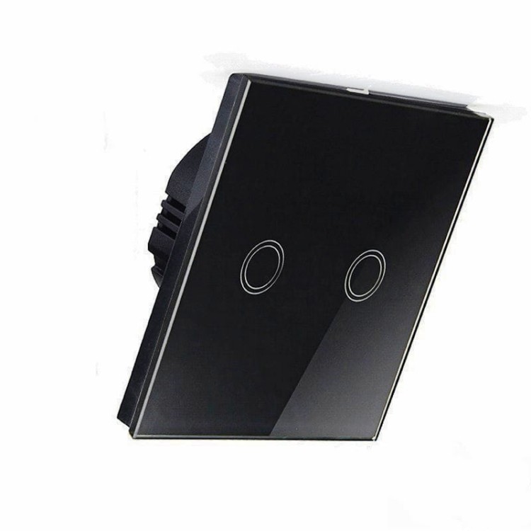 Włącznik LED Dotykowy Podwójny Szklany Czarny