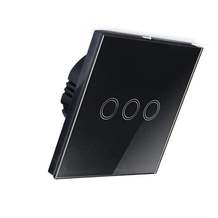 Włącznik LED Dotykowy Potrójny Szklany Czarny