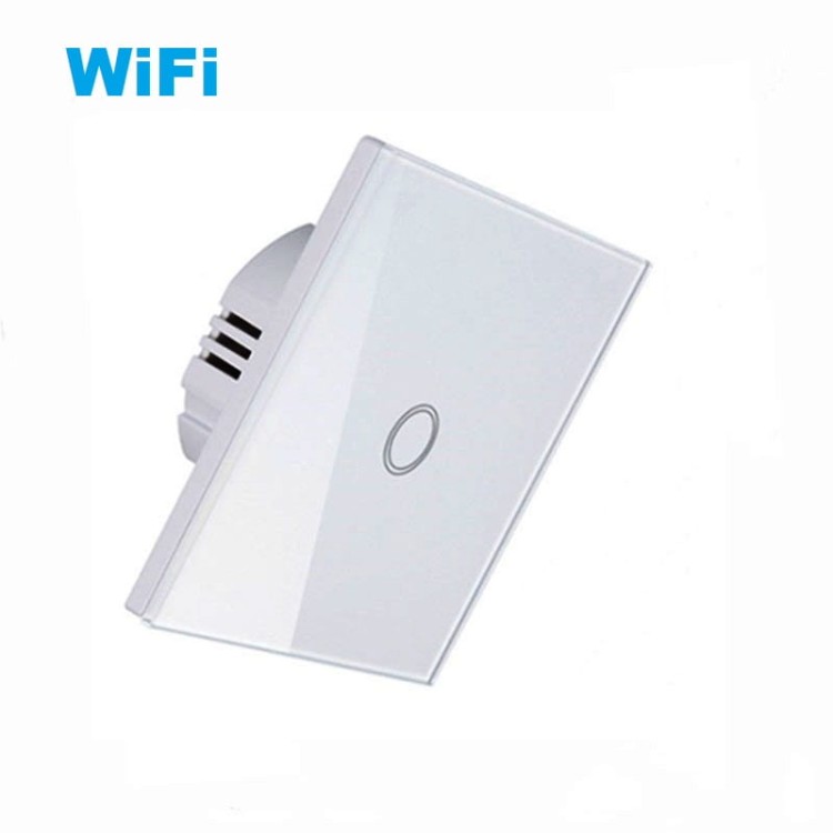 Włącznik LED WiFi Dotykowy Pojedynczy Szklany Biały