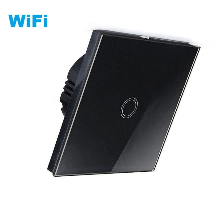 Włącznik LED WiFi Dotykowy Pojedynczy Szklany Czarny