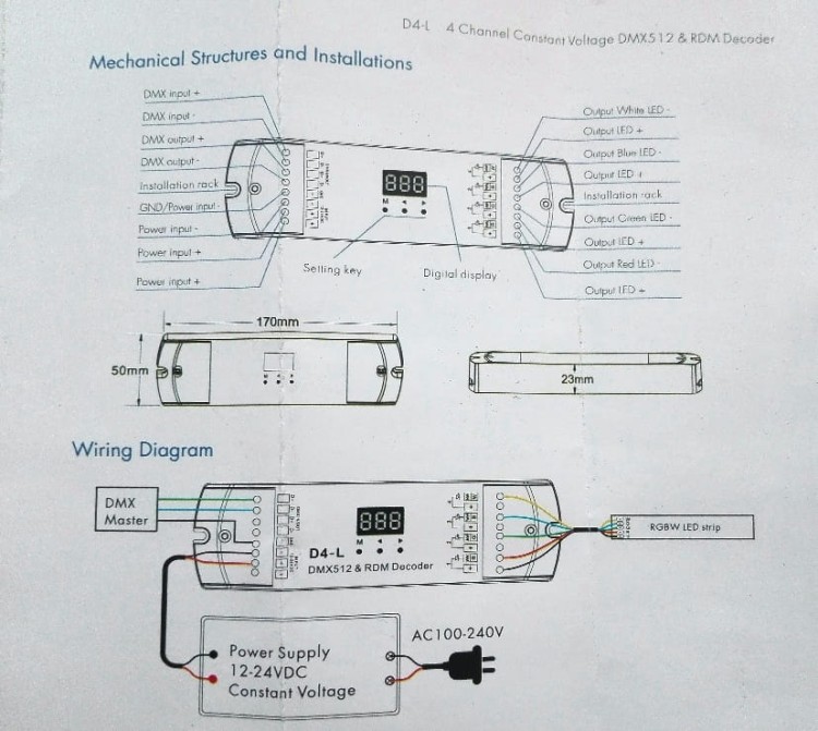 Dekoder DMX512 sposób podłączenia