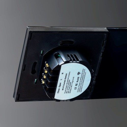 Włącznik WiFi Dotykowy Szklany Czarny do rolet zaciski do przewodów